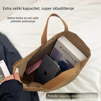 Tote torba u gradsko-stilskom izgledu, platno materijal, horizontalni kvadratni oblik, uspravan otvor s unutarnjim zatvaračem