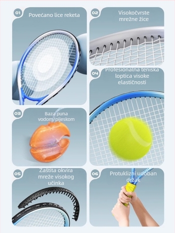 Tenis trener za solo vježbanje s linijskim odskokom - set teniskih reketa Wu xingbin, okvir od aluminijske legure, najlonske strune, za početnike
