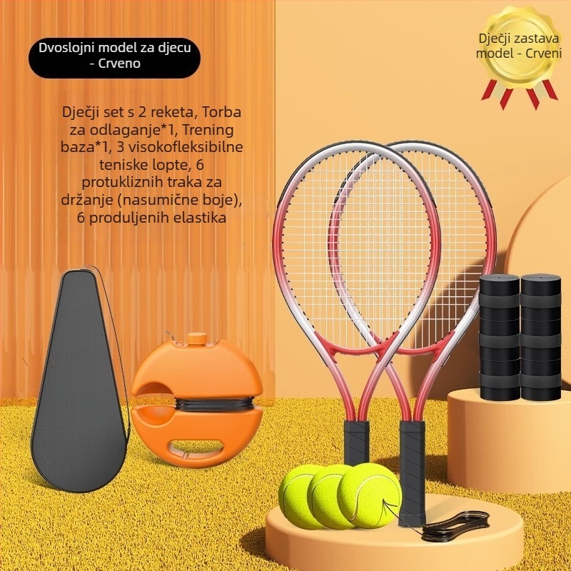 Tenis trener za solo vježbanje s linijskim odskokom - set teniskih reketa Wu xingbin, okvir od aluminijske legure, najlonske strune, za početnike
