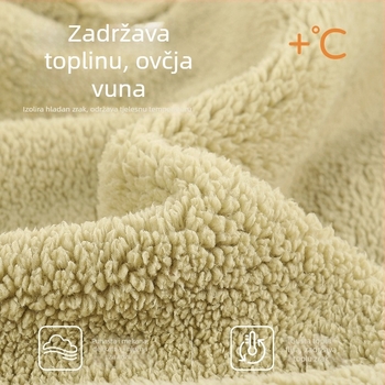 Antistatički set pidžama od ovčje vune, izuzetno debeo 301–350 g/m², stojeći ovratnik, dugi rukavi