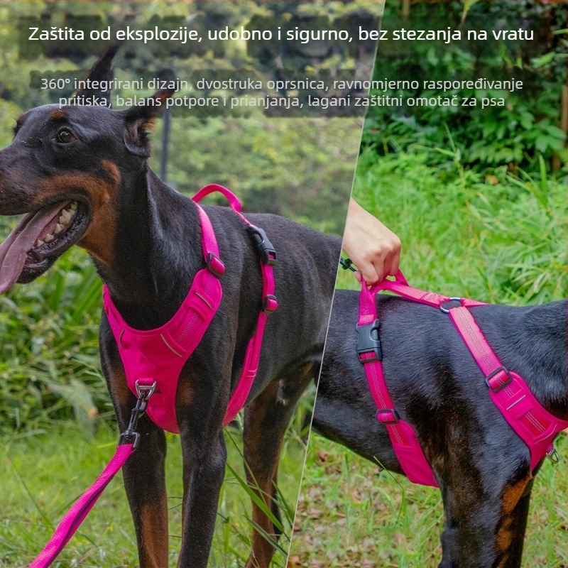 Pasji prsni pojas, vest stil, I oblik, najlon, svijetleći