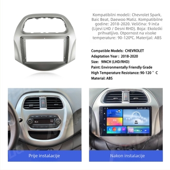 Meihua Android navigacijski okvir za Chevrolet Spark Beat / Daewoo Matiz (2010-2020) ABS