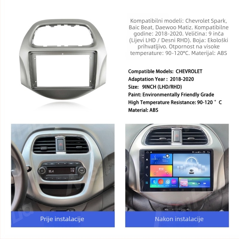 Meihua Android navigacijski okvir za Chevrolet Spark Beat / Daewoo Matiz (2010-2020) ABS