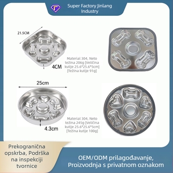 Posuda za sporo hranjenje kućnih ljubimaca, od 304 nehrđajućeg čelika, protuklizna, jednostavna za čišćenje, otporna na grizanje, sprječava gušenje mačaka i pasa