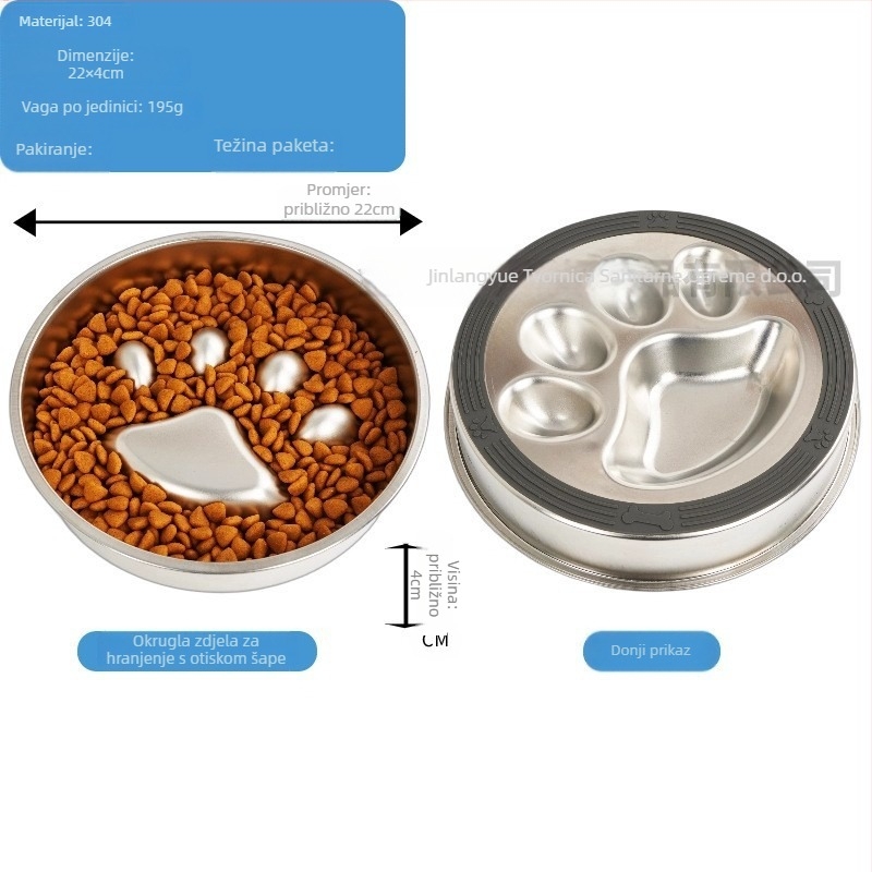 Posuda za sporo hranjenje kućnih ljubimaca, od 304 nehrđajućeg čelika, protuklizna, jednostavna za čišćenje, otporna na grizanje, sprječava gušenje mačaka i pasa