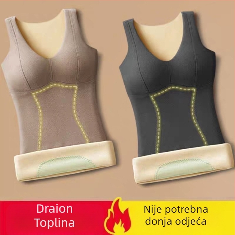Ženski termalni prsluk s ugrađenim grudnim košaricama, najlon materijal, baršunasta podstava, dvostruki sloj, antistatčan.