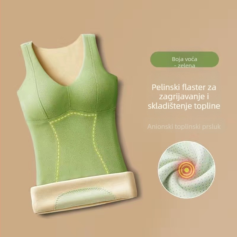 Ženski termalni prsluk s ugrađenim grudnim košaricama, najlon materijal, baršunasta podstava, dvostruki sloj, antistatčan.