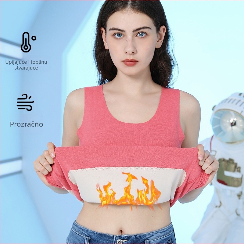 Ženska termalna vest s temperaturno mijenjajućim naljepnicama, dvostruki sloj, flis podstava od poliestera