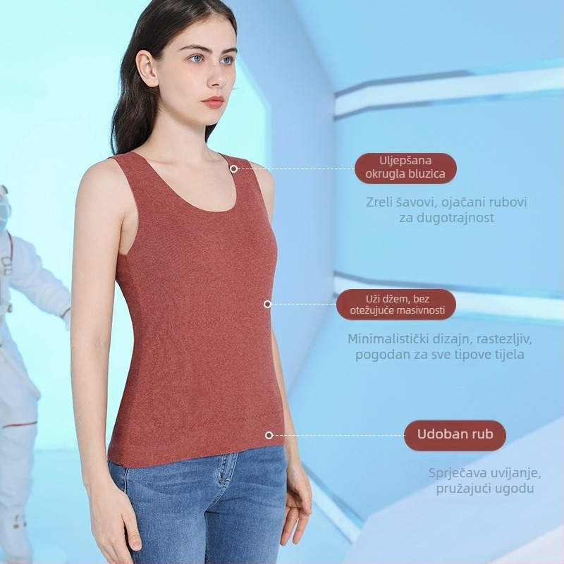 Ženska termalna vest s temperaturno mijenjajućim naljepnicama, dvostruki sloj, flis podstava od poliestera