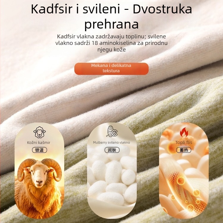 Ženski kašmirski termoski prsluk - okrugli vrat, bezšivni dizajn, jednovrstna tkanina, gustoća tkanja 251–300 g/m², može se nositi kao bazni sloj ili vanjski sloj