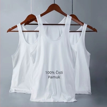 Muški pamukasti tank top s kratkim rukavima, uski kroj, uzorak reklamnog logotipa, fliteri, ljeto 2023