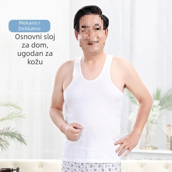 Muški pamukasti tank top s kratkim rukavima, uski kroj, uzorak reklamnog logotipa, fliteri, ljeto 2023