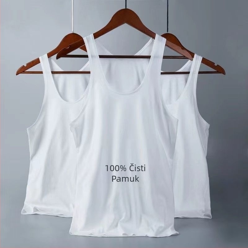 Muški pamukasti tank top s kratkim rukavima, uski kroj, uzorak reklamnog logotipa, fliteri, ljeto 2023