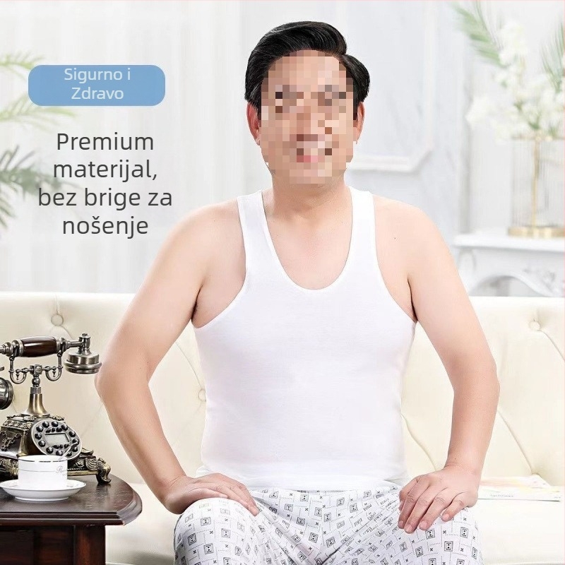 Muški pamukasti tank top s kratkim rukavima, uski kroj, uzorak reklamnog logotipa, fliteri, ljeto 2023