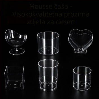 Jednokratna plastična četvrtasta čaša za desert s prozirnim poklopcem, za dućane milk tea