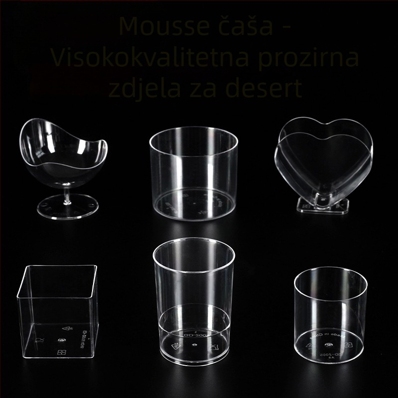 Jednokratna plastična četvrtasta čaša za desert s prozirnim poklopcem, za dućane milk tea