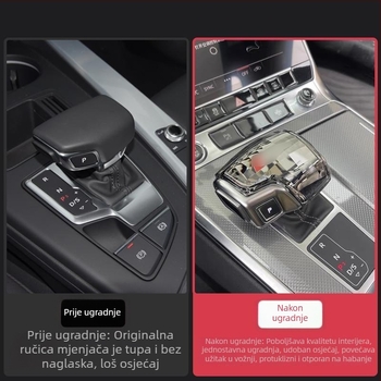 Kristalna ručica mjenjača za Audi s logom četiri prstena, kompatibilna s A4L/A5L/A6L/A7L/Q5L/Q7/A8L