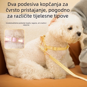 PETDORA Set za kućne ljubimce – kaiš i hama s čipkastim kariranim uzorkom, platno materijal, fiksna duljina