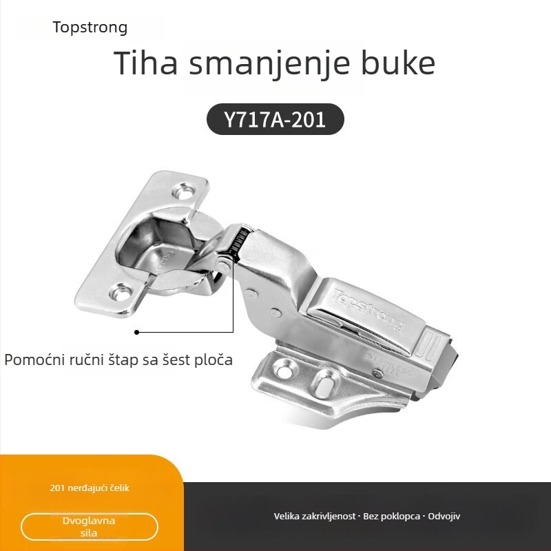 Top Solid TOPSTRONG šarka za ormariće – nehrđajući čelik s amortizerom, modeli 707/717, za različita vrata ormarića, moderni jednostavni stil