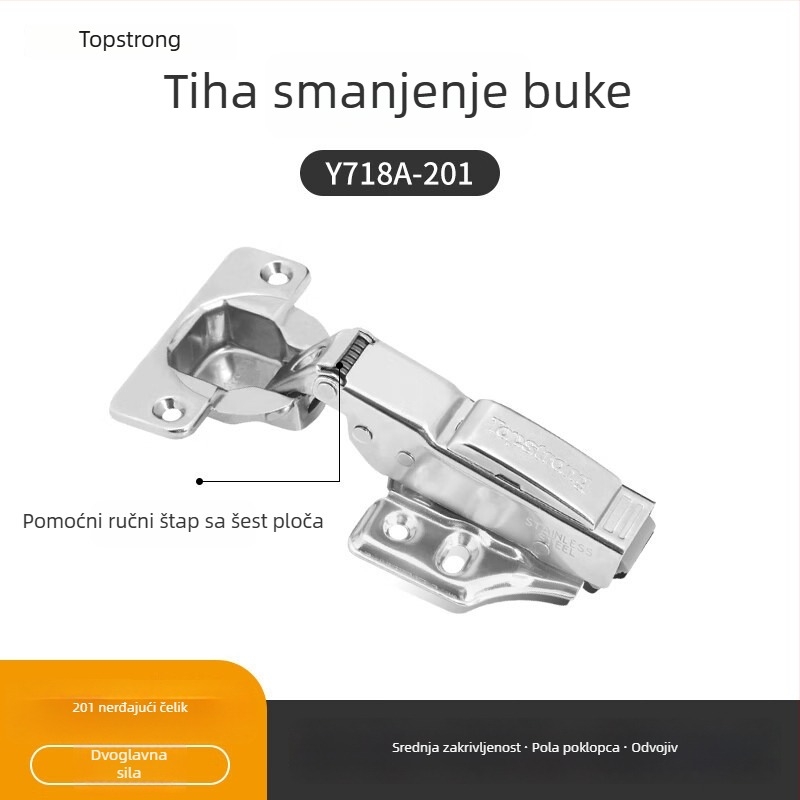Top Solid TOPSTRONG šarka za ormariće – nehrđajući čelik s amortizerom, modeli 707/717, za različita vrata ormarića, moderni jednostavni stil