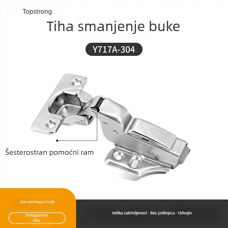 Top Solid TOPSTRONG šarka za ormariće – nehrđajući čelik s amortizerom, modeli 707/717, za različita vrata ormarića, moderni jednostavni stil