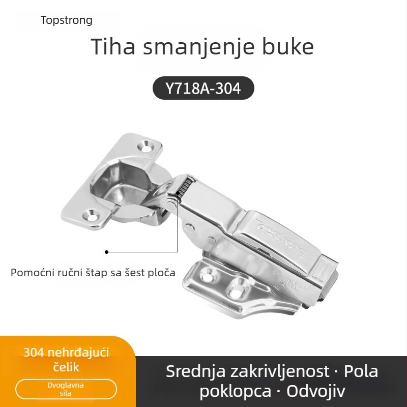 Top Solid TOPSTRONG šarka za ormariće – nehrđajući čelik s amortizerom, modeli 707/717, za različita vrata ormarića, moderni jednostavni stil