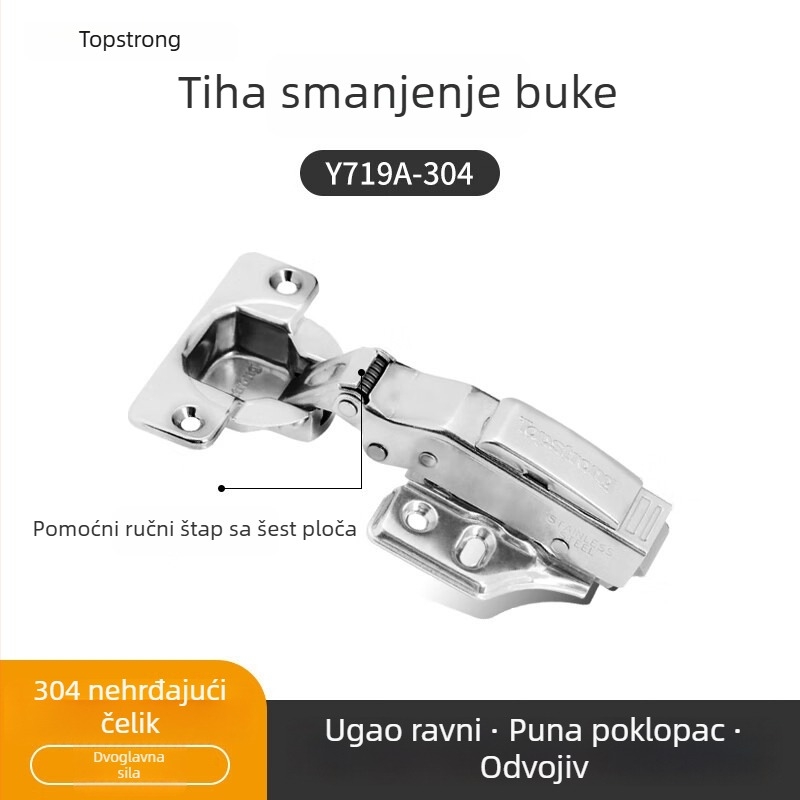 Top Solid TOPSTRONG šarka za ormariće – nehrđajući čelik s amortizerom, modeli 707/717, za različita vrata ormarića, moderni jednostavni stil