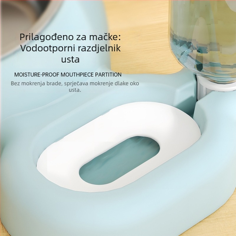 Dvostruka posuda za kućne ljubimce s automatskim dozačem vode za mačke i pse, podijeljeno tijelo, težina 1 kg, nije odvojiva, bez podrške aplikacije