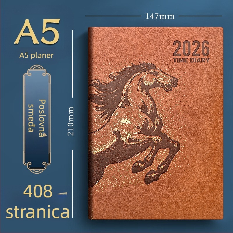 Bilježnica Really Enjoy s PU koricama, šav koncem, Dowling papir 80gsm, više od 400 stranica