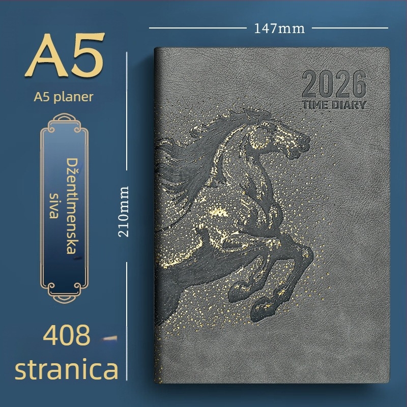 Bilježnica Really Enjoy s PU koricama, šav koncem, Dowling papir 80gsm, više od 400 stranica