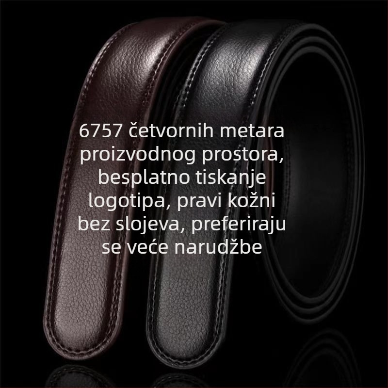 Muški kožni kaiš za poslovni stil, dvostruki sloj kože, kopča od legure, širina 2–4 cm