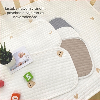 Novorođeni jastuk za ravnu glavu, korejskog stila, kvilti, 100% pamuk, punilo Kapok, pravokutni oblik, visina jastuka 1-5 cm