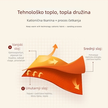 Muški termalni bezšivni prsluk, V-izrez, pulover-stil, jednoslojni, debela poliester tkanina 201–250 g/m²