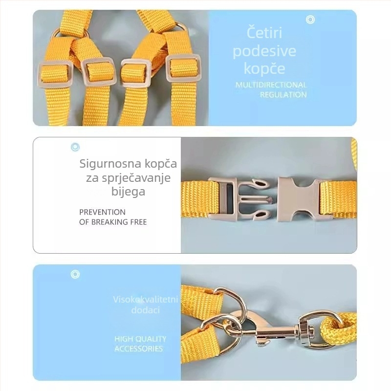 Pojas za prsa psa — poliester, prozračan, mekan, otporan na kidanje, ergonomski prilagođen