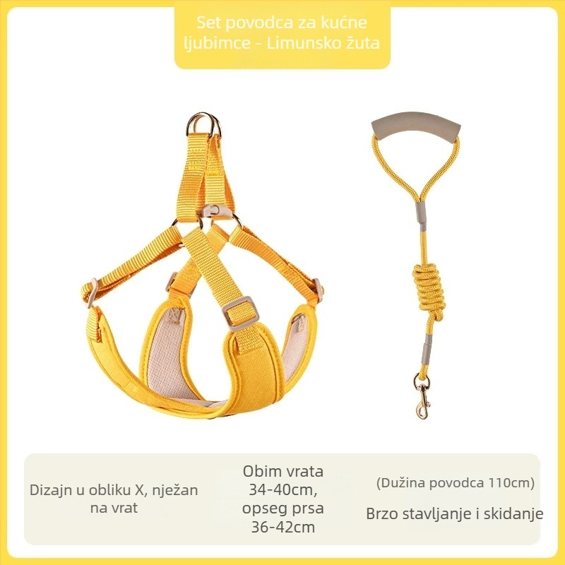 Pojas za prsa psa — poliester, prozračan, mekan, otporan na kidanje, ergonomski prilagođen