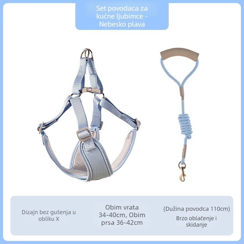 Pojas za prsa psa — poliester, prozračan, mekan, otporan na kidanje, ergonomski prilagođen