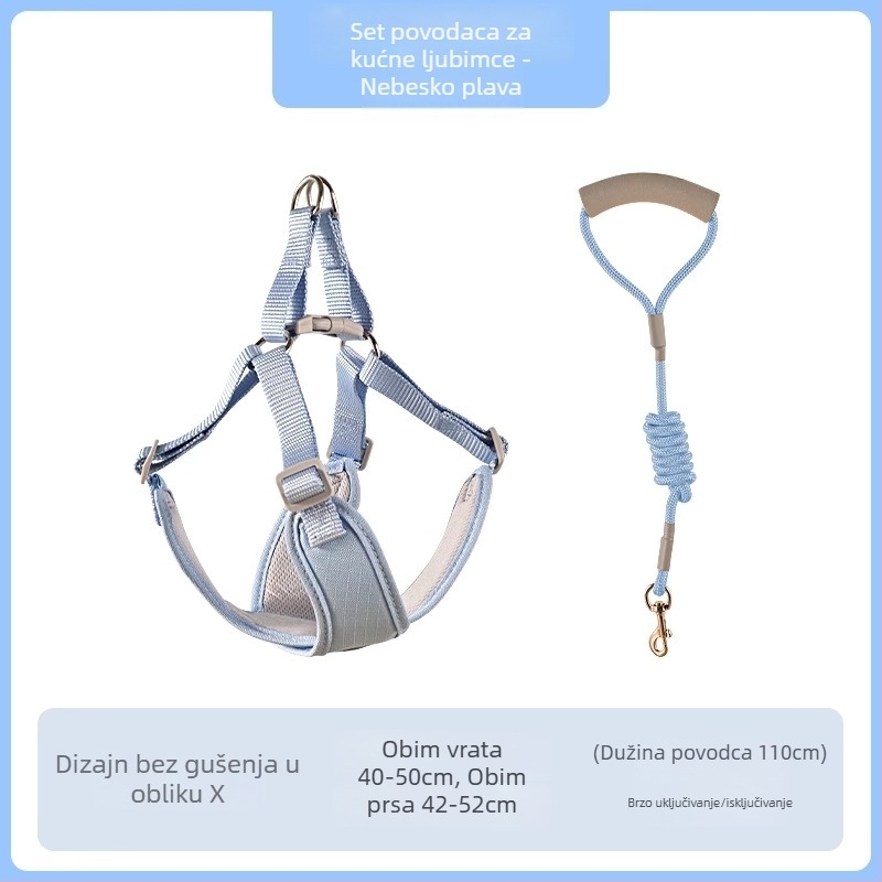 Pojas za prsa psa — poliester, prozračan, mekan, otporan na kidanje, ergonomski prilagođen