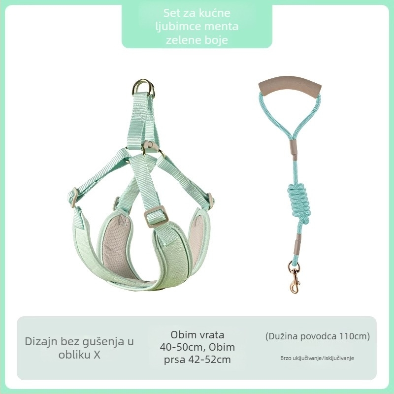 Pojas za prsa psa — poliester, prozračan, mekan, otporan na kidanje, ergonomski prilagođen