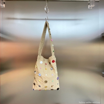 Ženska platnena tote torba - gradska jednostavnost, vertikalni kvadratni oblik, otvoreni vrh, pamuk podstava