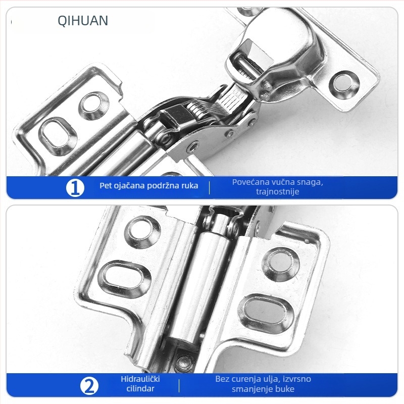 Šarke za vrata ormara s hidrauličnim amortizatorom za tiho otvaranje, niklani hladno valjani čelik, za drvena vrata/ormare