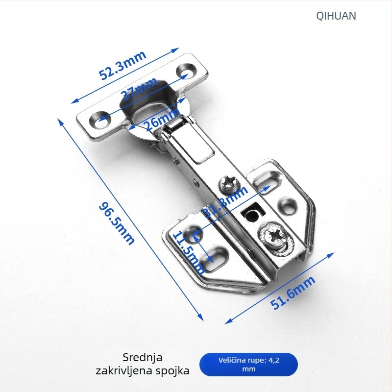 Šarke za vrata ormara s hidrauličnim amortizatorom za tiho otvaranje, niklani hladno valjani čelik, za drvena vrata/ormare