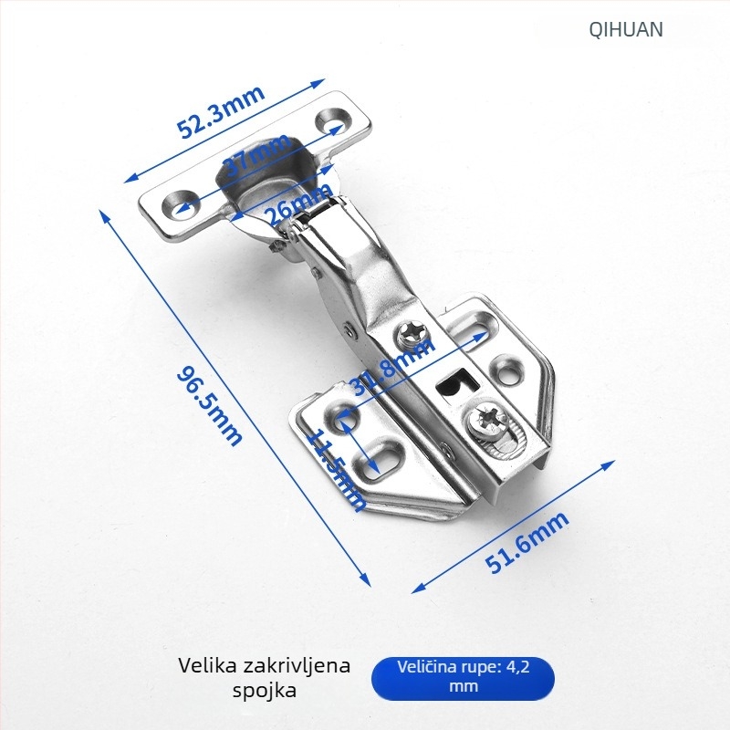 Šarke za vrata ormara s hidrauličnim amortizatorom za tiho otvaranje, niklani hladno valjani čelik, za drvena vrata/ormare