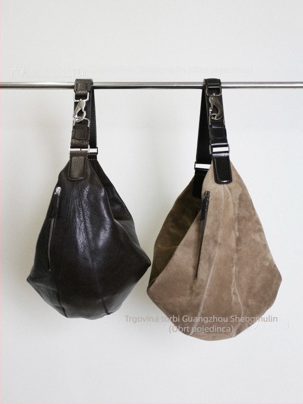 Croissant Dumpling torba s klipom za strijelu – Ulični stil, koža prvog sloja, oblik dumpling, zatvaranje na zip