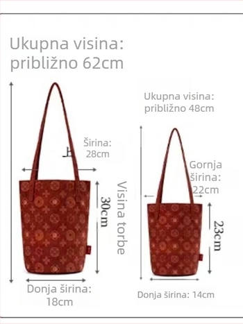 Bucket torba u vintage kineskom stilu, platno, otvoreni vrh, poliester podstava