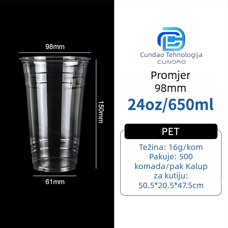 Jednokratna PET šalica za ponijeti – kava i hladna pića, 301-400 ml, prilagodljiv tisak logotipa