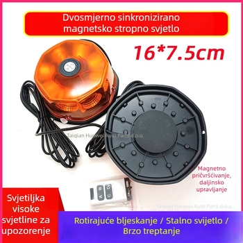 LED svjetlo na krovu za auto i kamion s bljeskanim upozorenjem, magnetsko učvršćenje, 12-24V, 20W