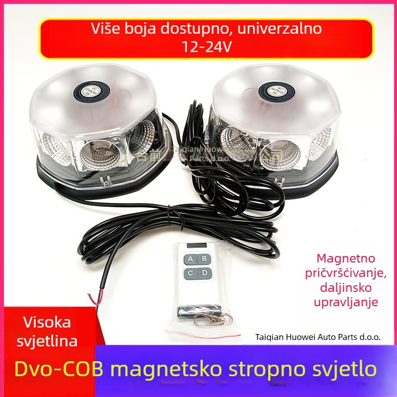 LED svjetlo na krovu za auto i kamion s bljeskanim upozorenjem, magnetsko učvršćenje, 12-24V, 20W
