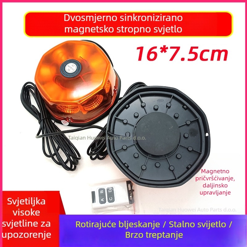 LED svjetlo na krovu za auto i kamion s bljeskanim upozorenjem, magnetsko učvršćenje, 12-24V, 20W