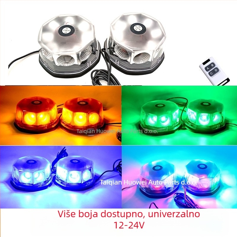 LED svjetlo na krovu za auto i kamion s bljeskanim upozorenjem, magnetsko učvršćenje, 12-24V, 20W