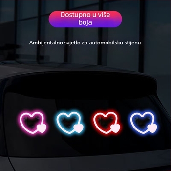 Solarna unutarnja LED neonska svjetiljka u trokutu za auto s atmosferom srca – Model SP03, ABS, 0.5W, 5V, 0.1A